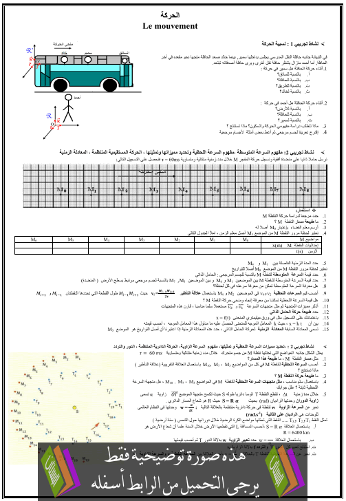 أنشطة درس الحركة للجذع المشترك علوم الفيزياء الكاتب Kam L السلام عليكم و رحمة الله أهلا بكم أعضاء و رواد منتدى الدراسة والمناهج التعليمية أتيتكم اليوم بهذا الموضوع أتمنى الإستفادة للجميع