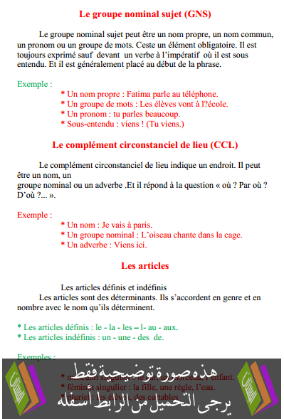درس Le groupe nominal sujet – السادس ابتدائي