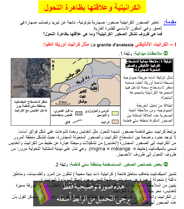 درس الكرانيتية وعلاقتها بظاهرة التحول - علوم الحياة والأرض - الثانية باكالوريا علوم الحياة والأرض