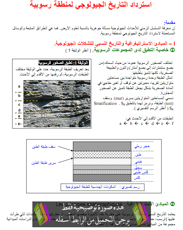درس علوم الحياة والأرض: استرداد التاريخ الجيولوجي لمنطقة رسوبية - الأولى باكالوريا علوم تجريبية