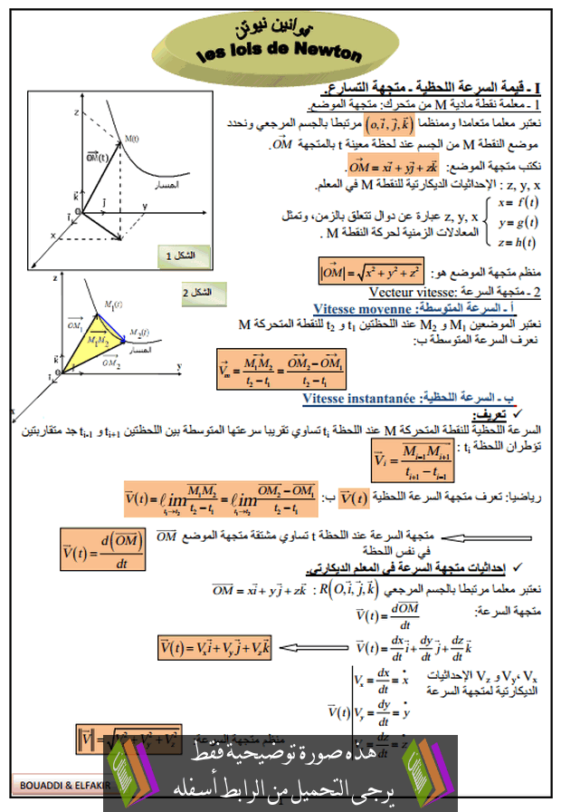 درس قوانين نيوتن للسنة الثانية باكالوريا علوم