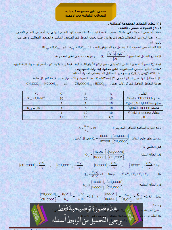 درس الكيمياء: منحى تطور مجموعة كيميائية - الثانية باكالوريا المسالك العلمية والتقنية