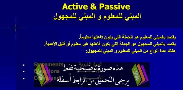 درس اللغة الإنجليزية: Active-Passive - جذع مشترك اداب وعلوم انسانية – جذع مشترك آداب وعلوم إنسانية