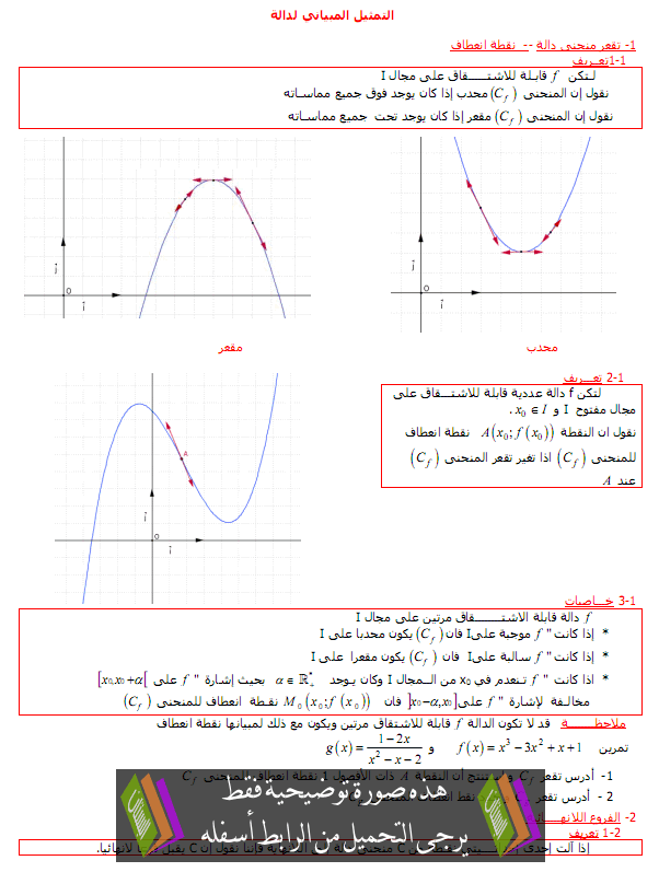درس دراسة الدوال وتمثيلها المبياني - الأولى باكالوريا علوم تجريبية وعلوم رياضية