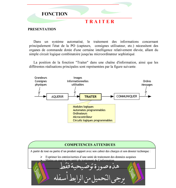 درس Fonction traiter - علوم المهندس - جذع مشترك تكنولوجي