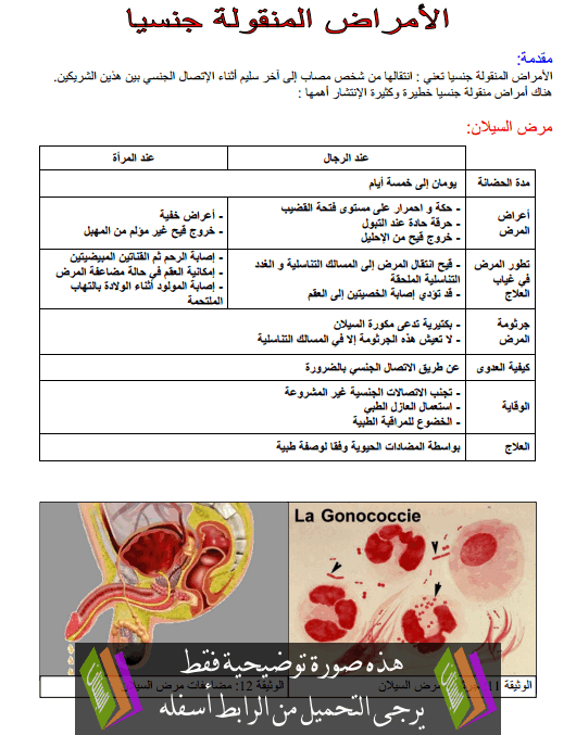 درس الأمراض المنقولة جنسيا الأولى باكالوريا آداب (علوم الحياة والأرض)